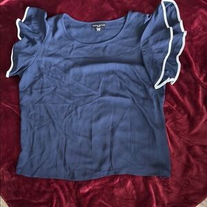 Simply Styled Blue Blouse with White Trim